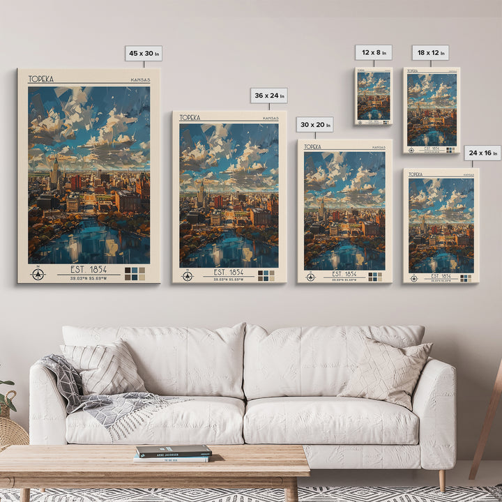 Topeka Travel Poster, Framed Canvas Print, City Travel Poster, Travel Wall Decor, Fine Art Print, Poster Art, Wall Art, Travel Print