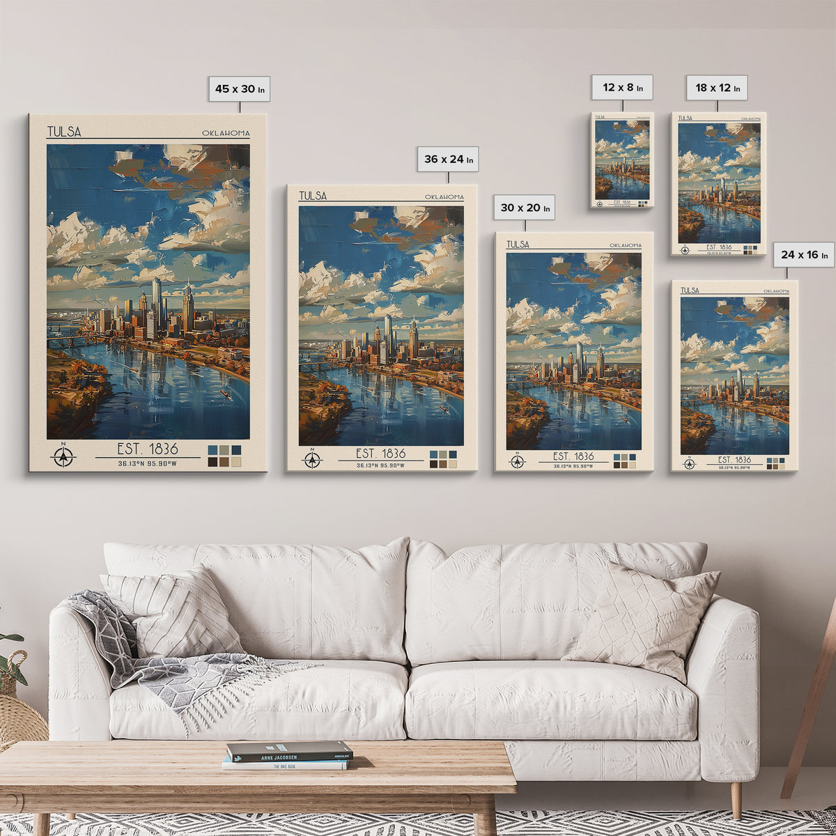 Tulsa Travel Poster, Framed Canvas Print, Retro Travel Poster, City Wall Art, Travel Print, Travel Wall Art, Wall Art, Landscape Art