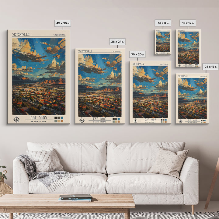 Victorville Travel Poster, Canvas Print, Poster Print, Travel Wall Art, Vintage Travel Art, Living Room Wall Art, City Travel Poster