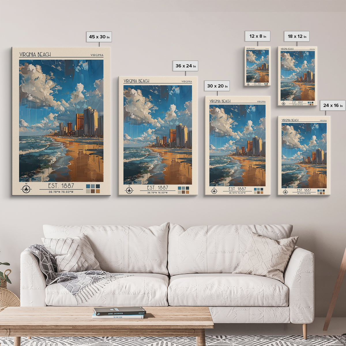 Virginia Beach Travel Poster, Canvas Print, City Art Print, Travel Wall Art, Vintage Poster, City Travel Poster, Vintage City Poster