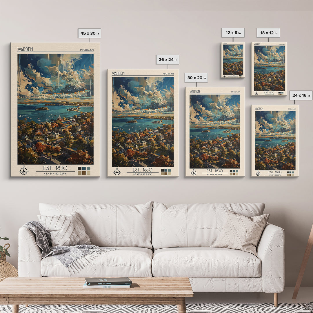 Warren Travel Poster, Framed Canvas Print, Retro Wall Art, Travel Print, Poster Art, Wanderlust Gift, Travel Decor, Gallery Wall Set