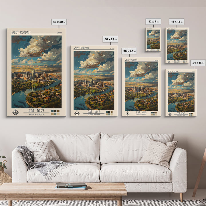 West Jordan Travel Poster, Canvas Print, City Travel Poster, Travel Wall Art, Travel Print, Travel Posters, Vintage Poster, Wall Art