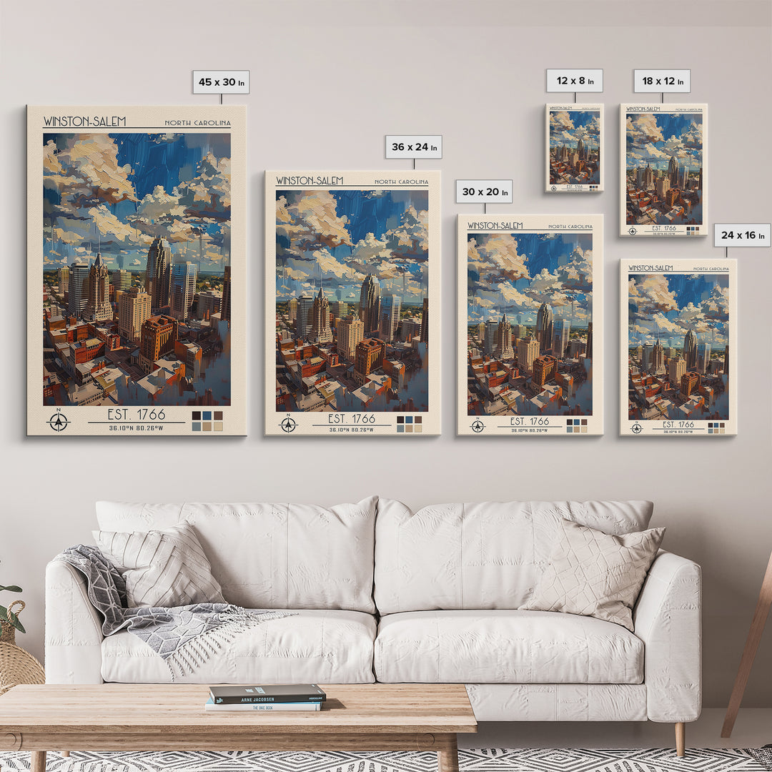 Winston-Salem Travel Poster, Canvas Print, City Art Print, Travel Wall Art, City Travel Poster, Home Office Decor, Travel Wall Decor
