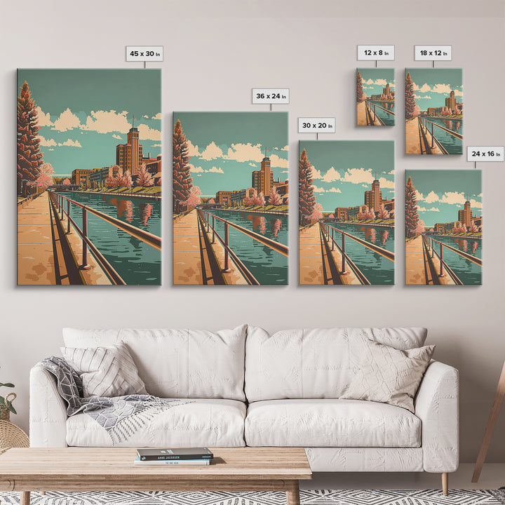 Aurora Illinois Travel Poster, Canvas Print, Travel Prints, Landscape Art, Living Room Wall Art, Modern Wall Decor, Gallery Wall Set