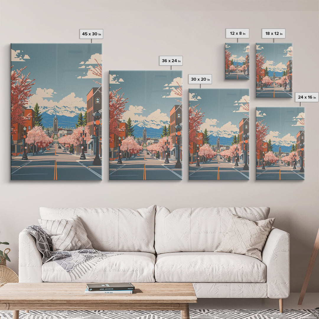 Billings Travel Poster, Framed Canvas Print, Travel Prints, Landscape Art, Living Room Wall Art, Travel Art Print, Home Office Decor