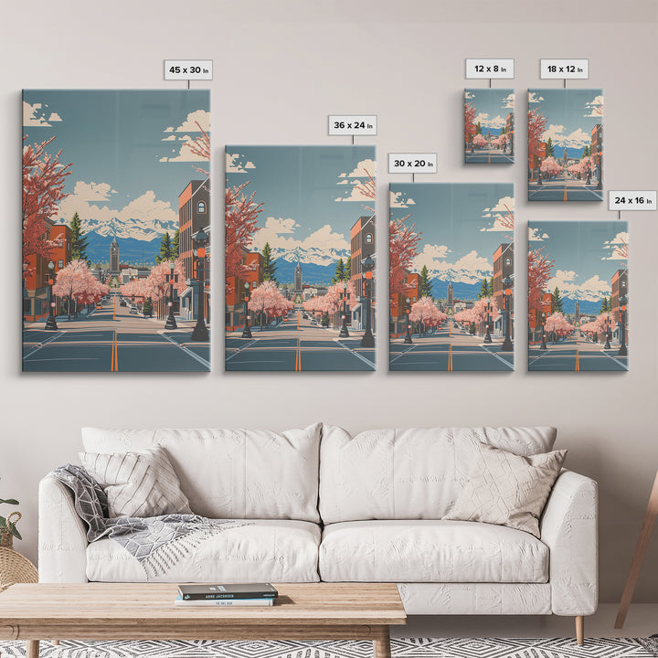 Billings Travel Poster, Framed Canvas Print, Travel Prints, Landscape Art, Living Room Wall Art, Travel Art Print, Home Office Decor