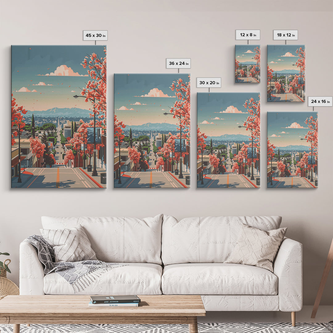 Burbank Travel Poster, Canvas Print, Travel Prints, Landscape Art, Home Decor, City Wall Art, Travel Wall Decor, Retro Travel Poster