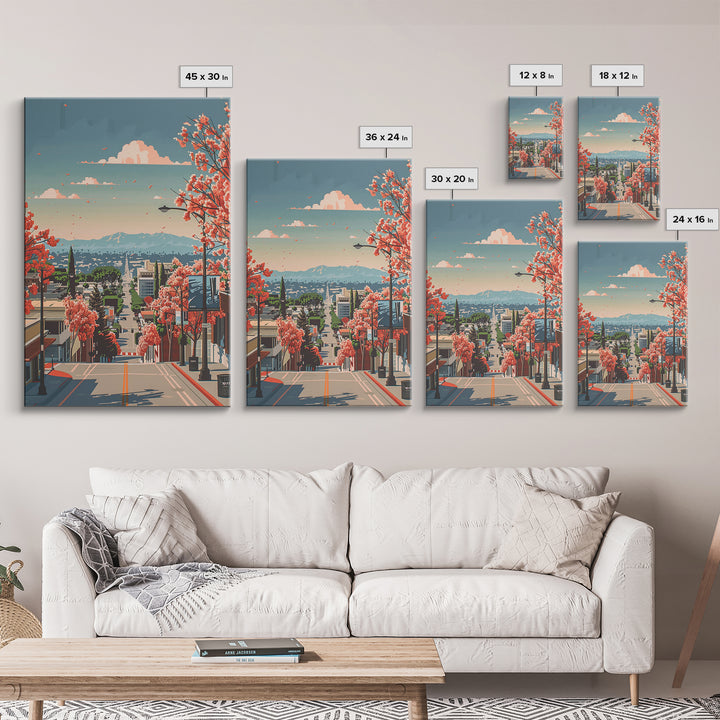 Burbank Travel Poster, Canvas Print, Travel Prints, Landscape Art, Home Decor, City Wall Art, Travel Wall Decor, Retro Travel Poster