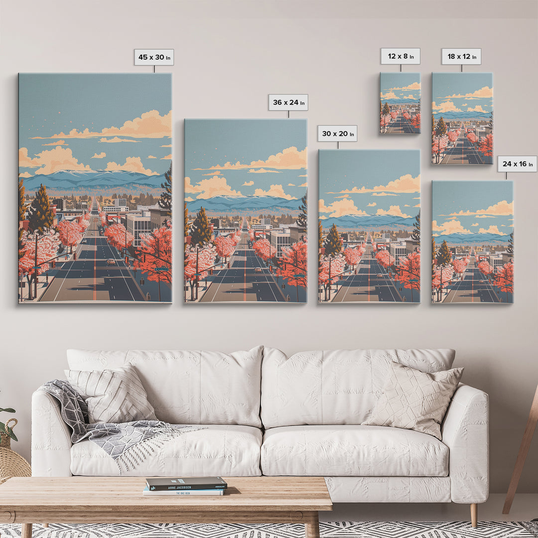 Chico Travel Poster, Framed Canvas Print, City Travel Poster, Travel Wall Art, Modern Wall Decor, Poster Print, Living Room Wall Art