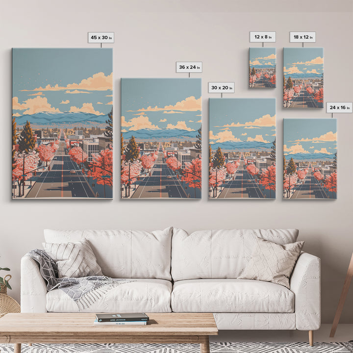 Chico Travel Poster, Framed Canvas Print, City Travel Poster, Travel Wall Art, Modern Wall Decor, Poster Print, Living Room Wall Art