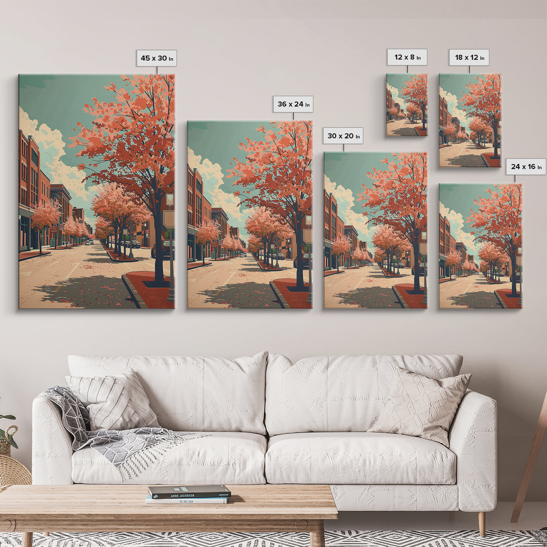 Clarksville Travel Poster, Framed Canvas Print, Travel Prints, Landscape Art, Mid Century Wall Art, Retro Wall Art, Gallery Wall Set