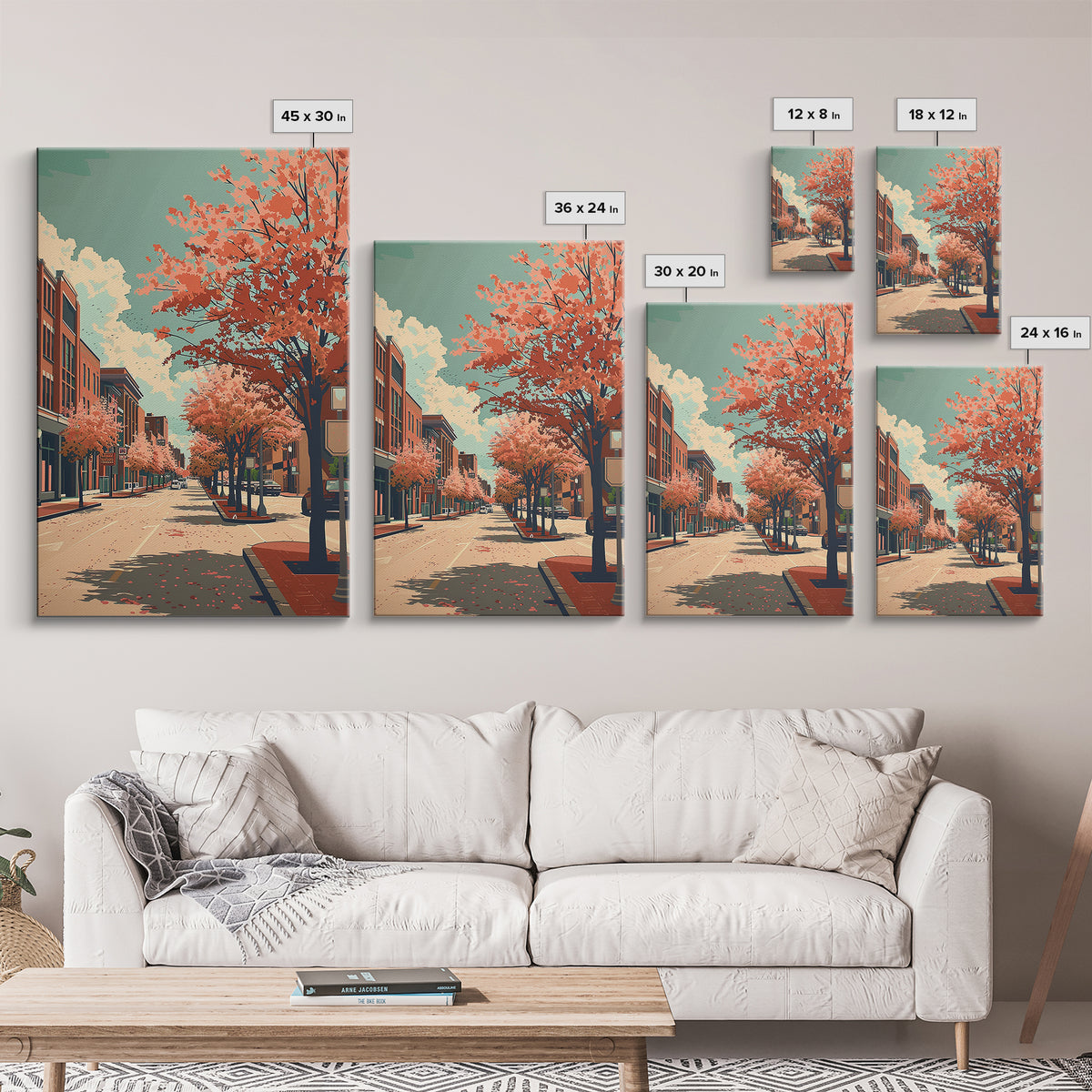 Clarksville Travel Poster, Framed Canvas Print, Travel Prints, Landscape Art, Mid Century Wall Art, Retro Wall Art, Gallery Wall Set