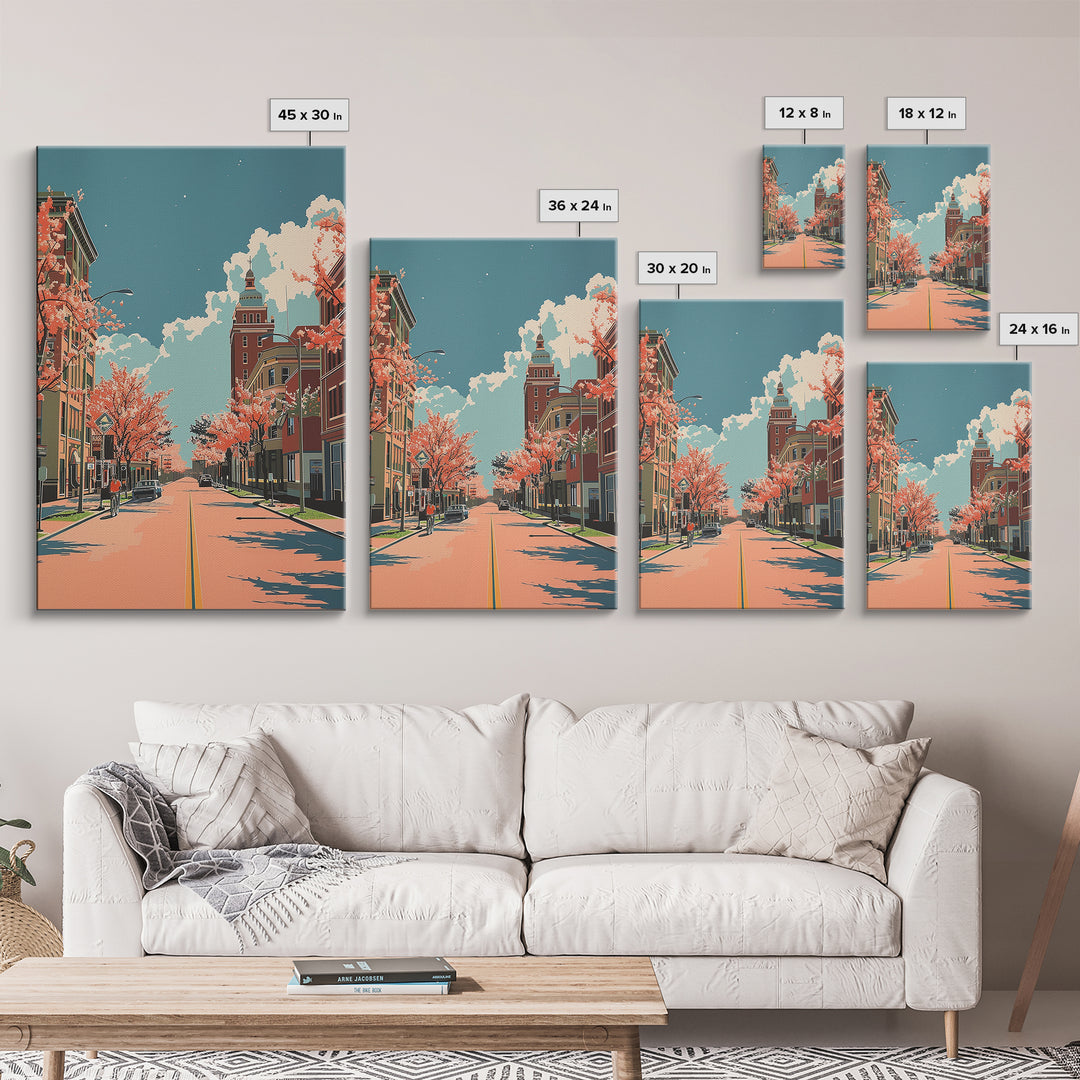 College Station Travel Poster, Framed Canvas Print, Travel Prints, Landscape Art, Living Room Wall Art, City Art Print, Travel Decor