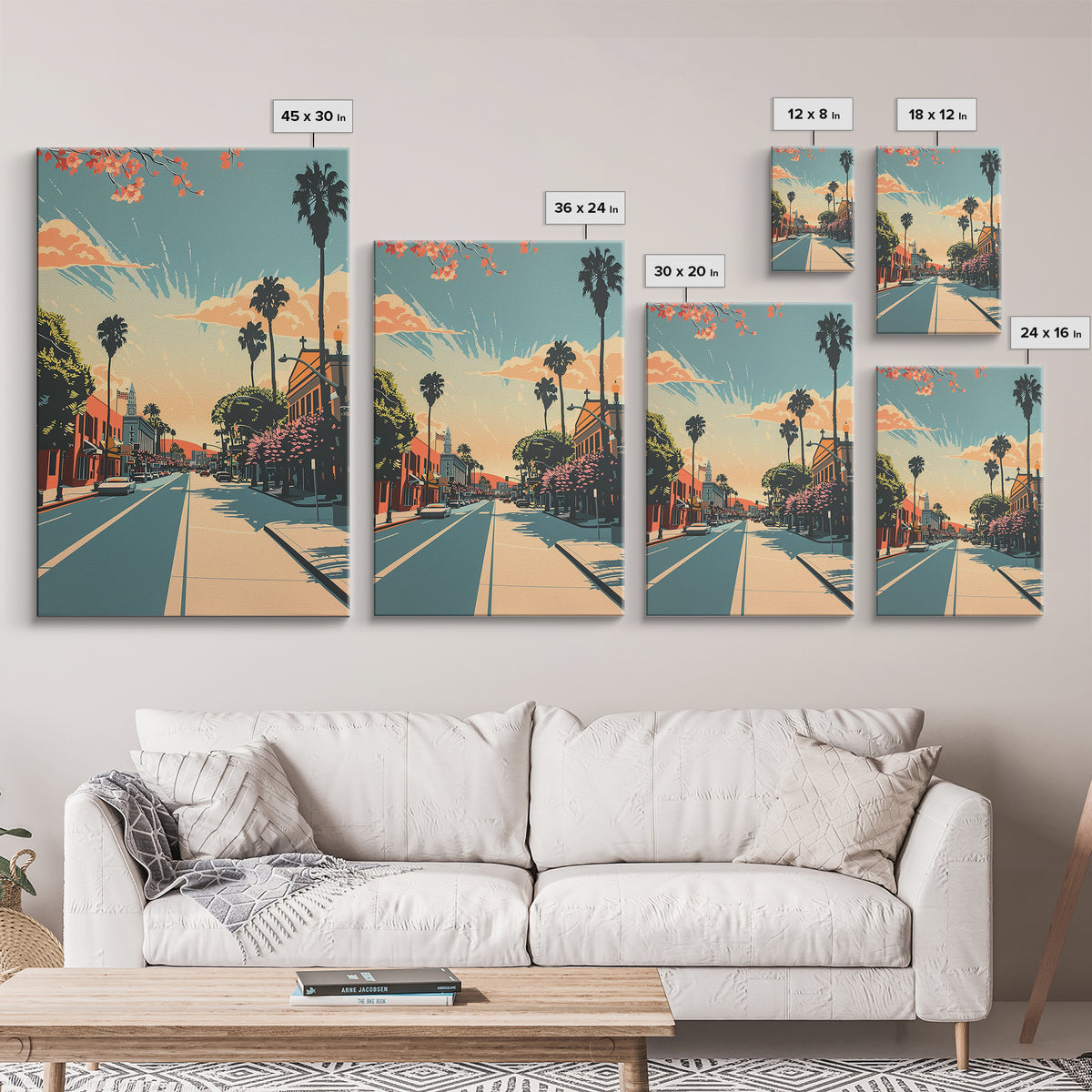Corona Travel Poster, Framed Canvas Print, City Travel Poster, Travel Wall Art, Watercolor Cityscape, Retro Wall Art, City Art Print