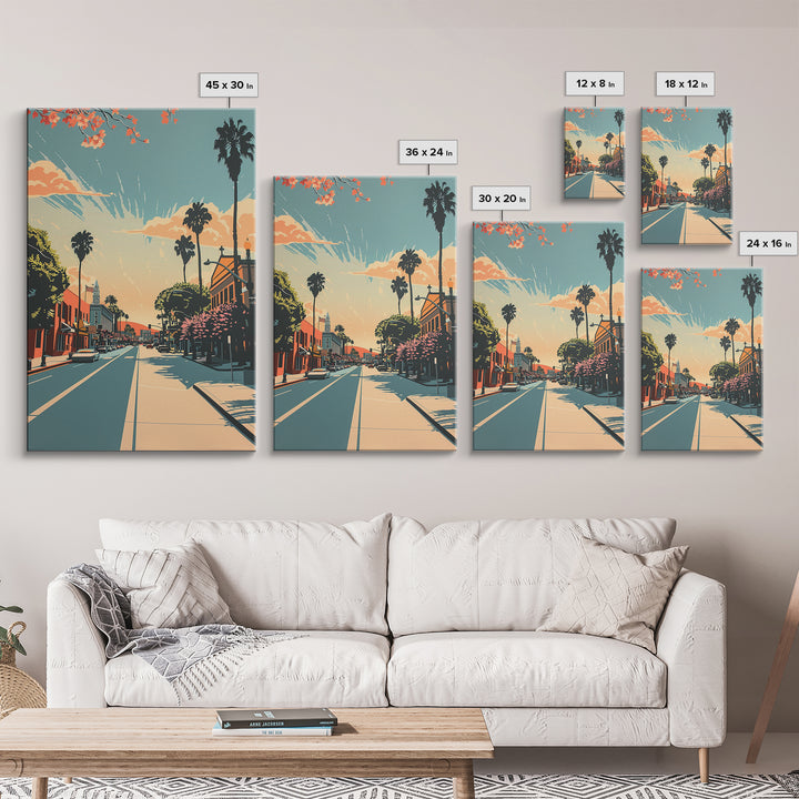 Corona Travel Poster, Framed Canvas Print, City Travel Poster, Travel Wall Art, Watercolor Cityscape, Retro Wall Art, City Art Print