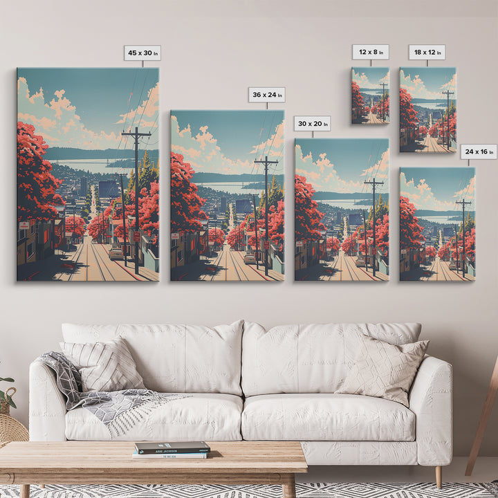 Daly City Travel Poster, Framed Canvas Print, Retro Travel Poster, City Wall Art, Landscape Art, Travel Art Print, Colorful Wall Art
