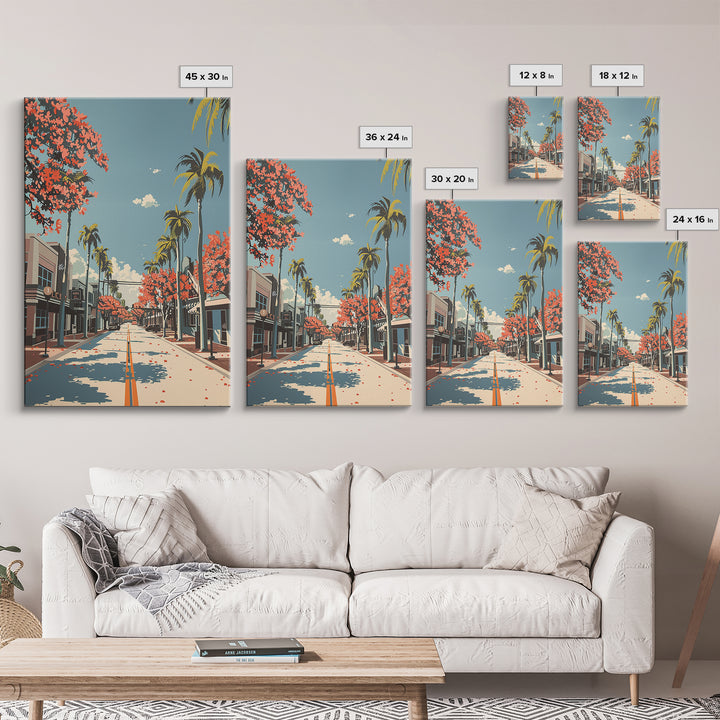 Davie Travel Poster, Framed Canvas Print, Retro Travel Poster, City Wall Art, Retro Travel Print, Wanderlust Gift, City Illustration