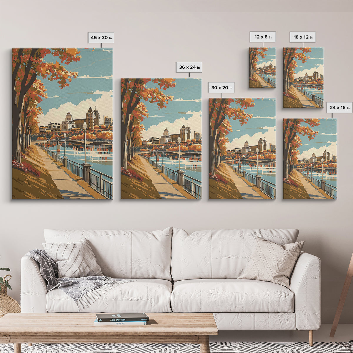Des Moines Travel Poster, Canvas Print, City Art Print, Travel Wall Art, Minimalist Poster, Travel Prints, Retro Wall Art, Art Print