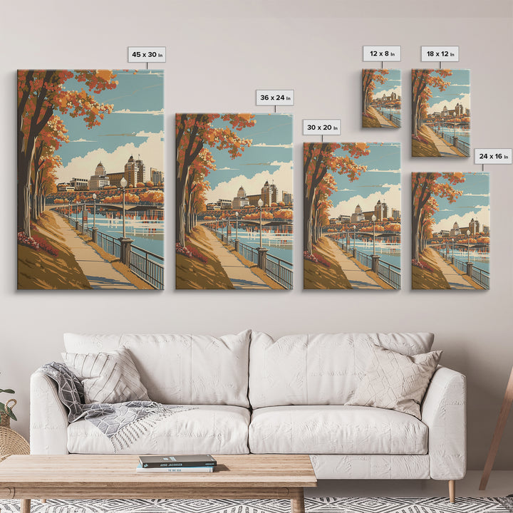 Des Moines Travel Poster, Canvas Print, City Art Print, Travel Wall Art, Minimalist Poster, Travel Prints, Retro Wall Art, Art Print