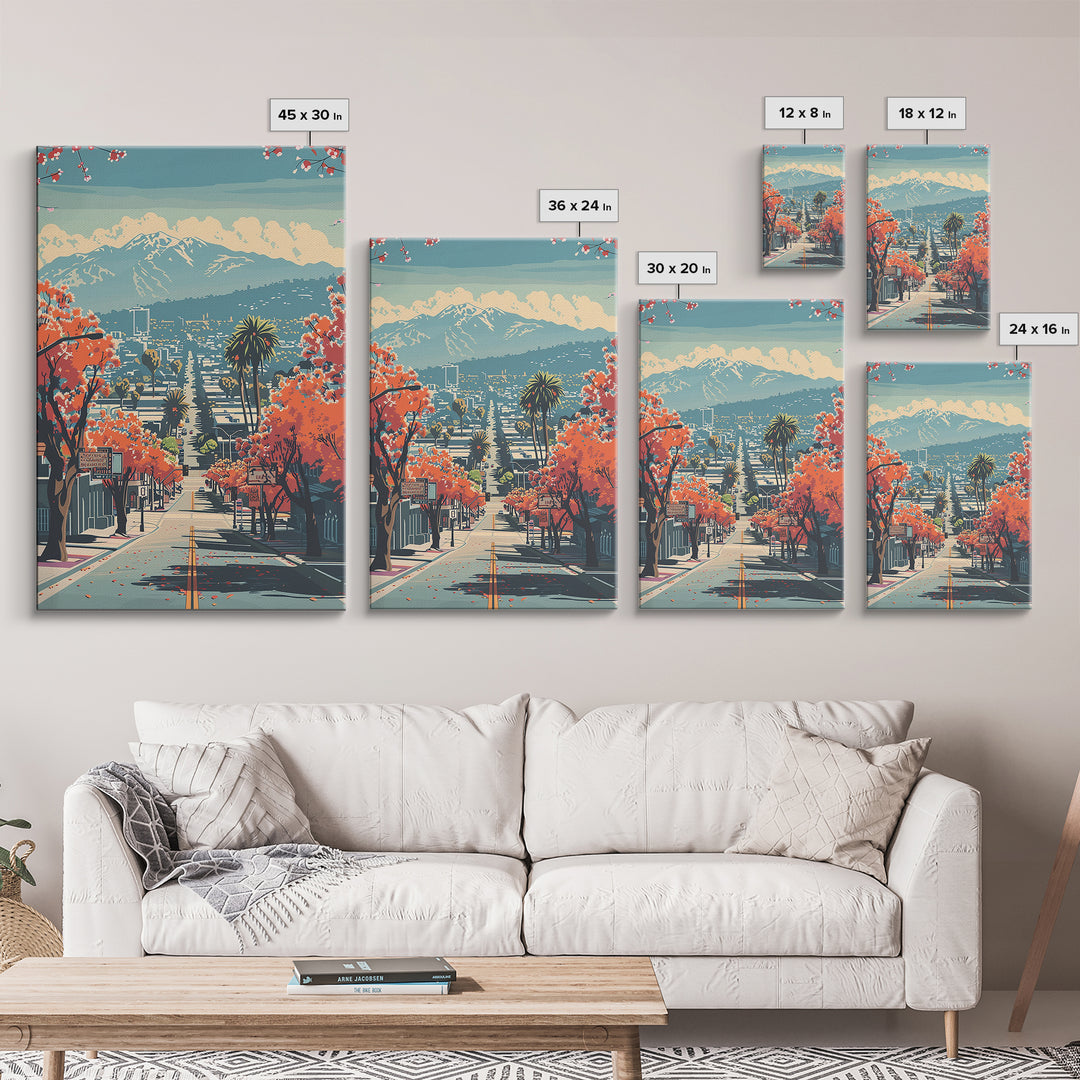 El Monte Travel Poster, Framed Canvas Print, City Travel Poster, Travel Wall Art, Watercolor Cityscape, City Illustration, Art Print