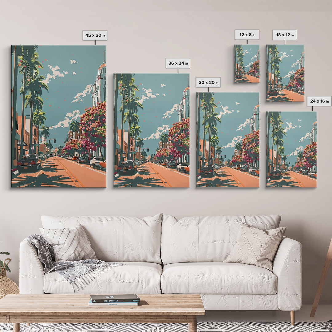 Hollywood Travel Poster, Canvas Print, City Travel Poster, Travel Wall Art, Wanderlust Gift, Minimalist Poster, Living Room Wall Art
