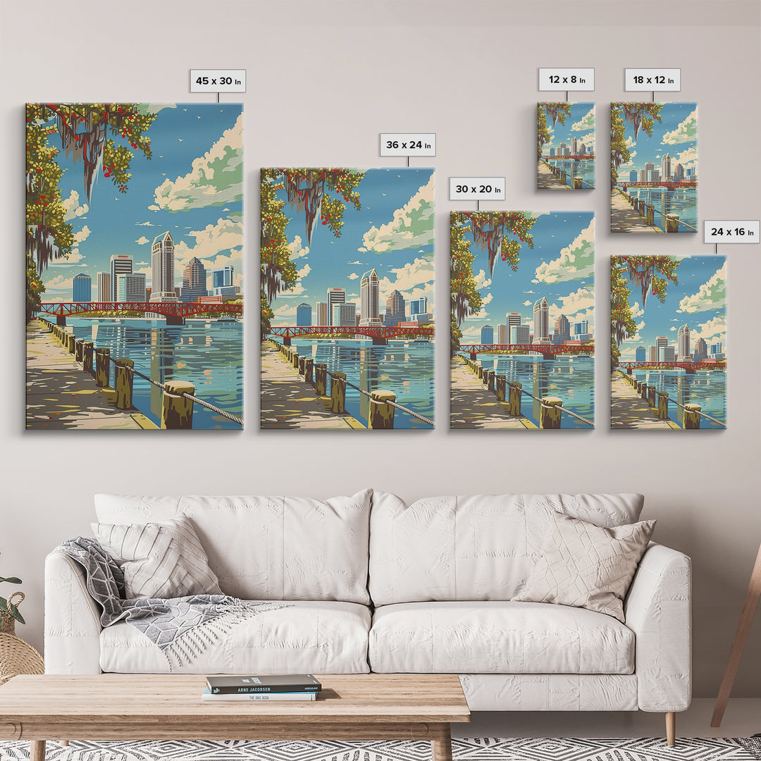 Jacksonville Travel Poster, Framed Canvas Print, City Travel Poster, Travel Wall Decor, Travel Art Print, City Art Print, Poster Art