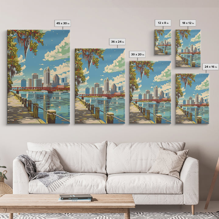 Jacksonville Travel Poster, Framed Canvas Print, City Travel Poster, Travel Wall Decor, Travel Art Print, City Art Print, Poster Art