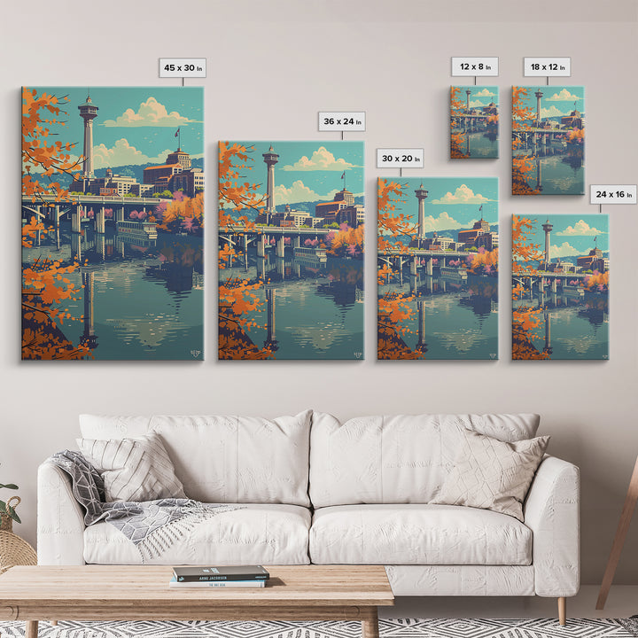 Knoxville Travel Poster, Framed Canvas Print, Travel Wall Art, City Wall Art, City Illustration, Colorful Wall Art, Travel Art Print