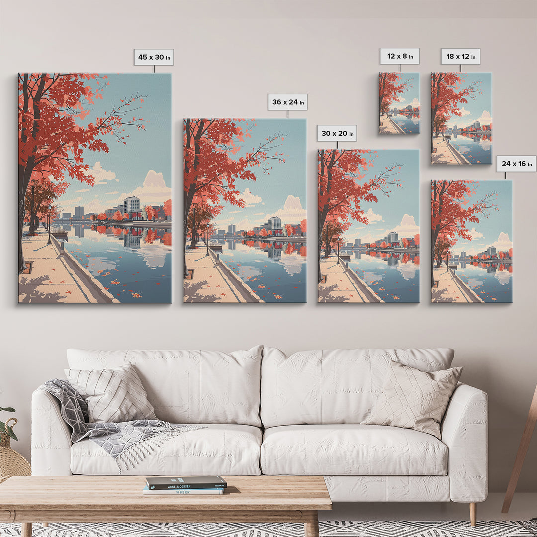 Lansing Travel Poster, Framed Canvas Print, Travel Prints, Landscape Art, Art Print, Gallery Wall Set, Poster Print, Wanderlust Gift