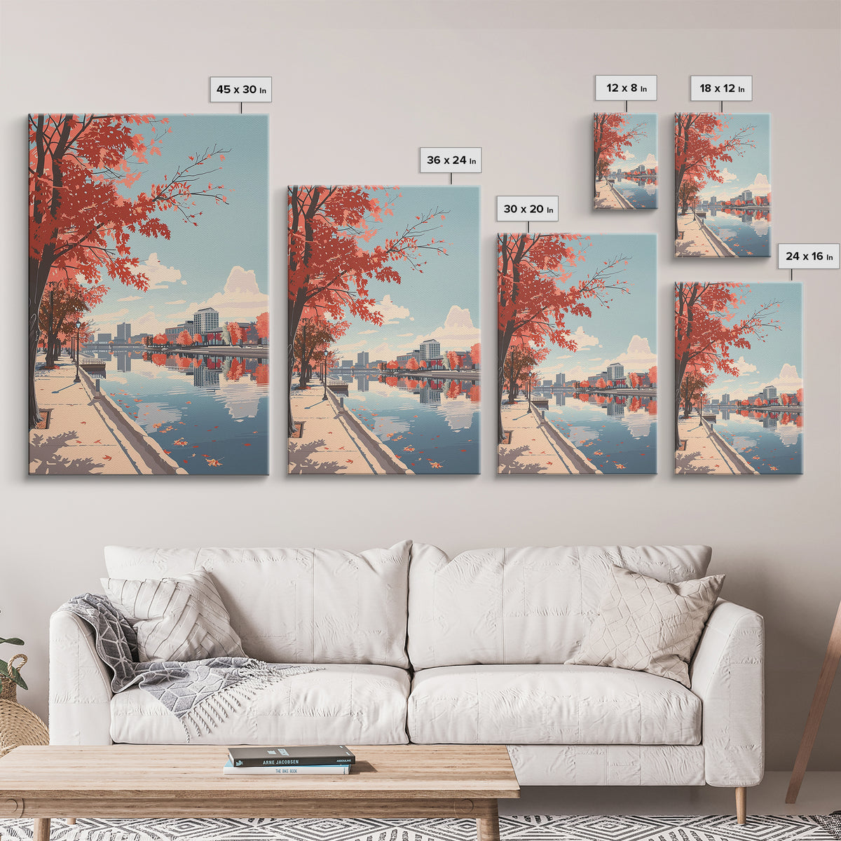 Lansing Travel Poster, Framed Canvas Print, Travel Prints, Landscape Art, Art Print, Gallery Wall Set, Poster Print, Wanderlust Gift