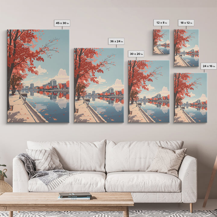Lansing Travel Poster, Framed Canvas Print, Travel Prints, Landscape Art, Art Print, Gallery Wall Set, Poster Print, Wanderlust Gift