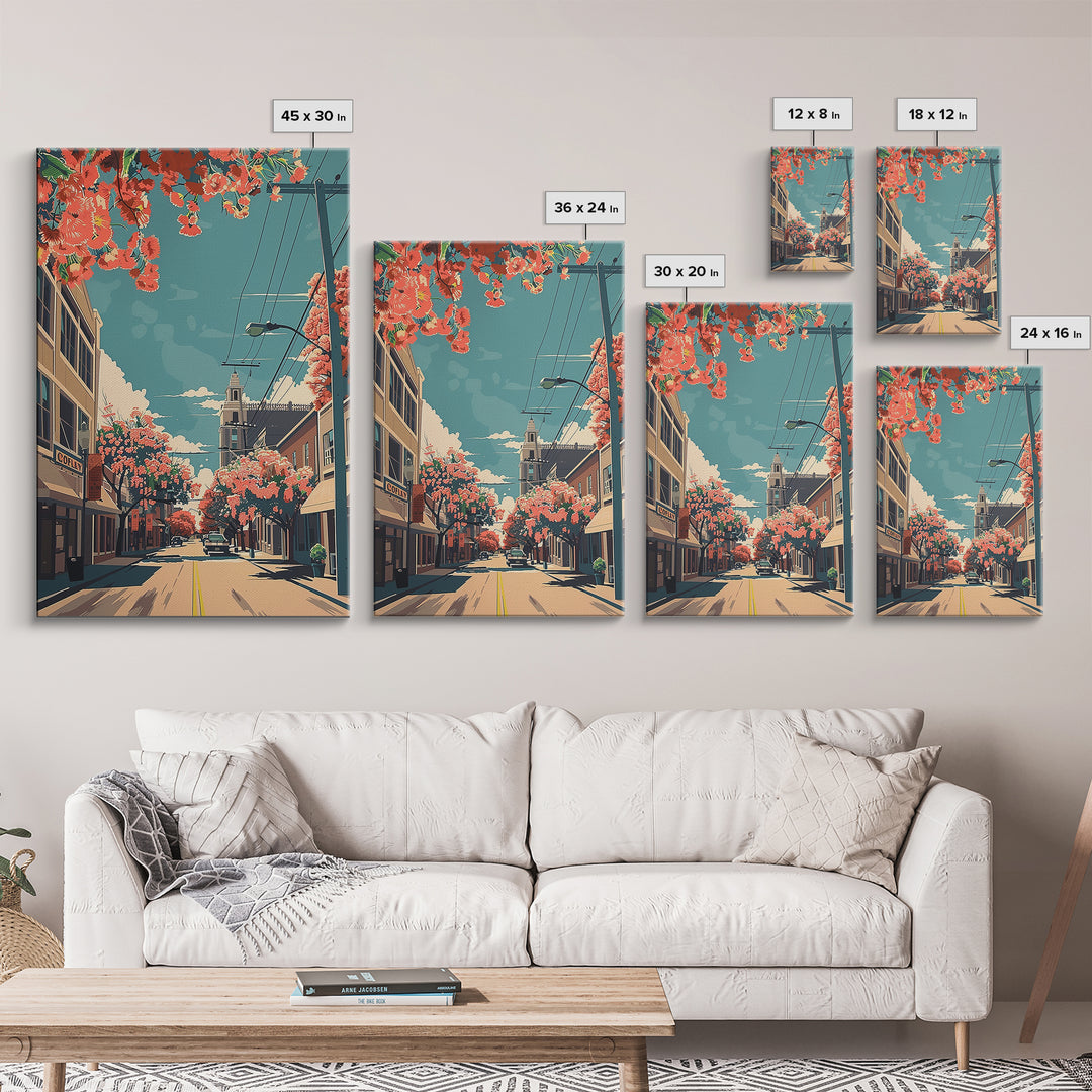 Lewisville Travel Poster, Framed Canvas Print, Travel Prints, Landscape Art, Fine Art Print, Travel Decor, City Wall Art, Home Decor