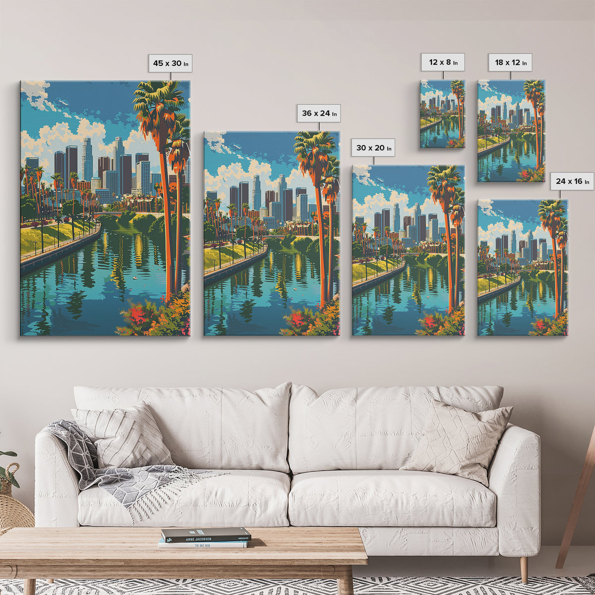 Los Angeles Travel Poster, Framed Canvas Print, City Art Print, Travel Wall Art, Art Print, Retro Travel Print, Vintage Travel Print