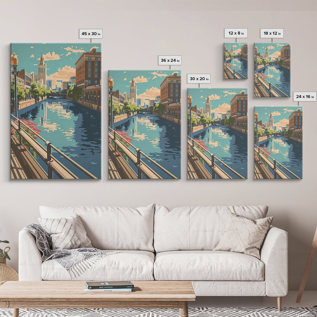Milwaukee Travel Poster, Framed Canvas Print, Travel Wall Art, City Wall Art, City Travel Poster, Travel Print, Vintage Travel Print