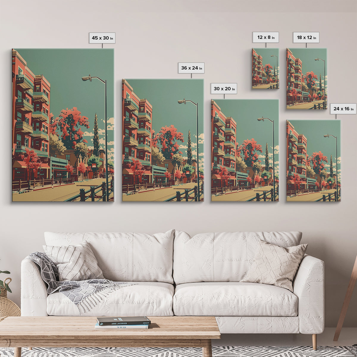 Modesto Travel Poster, Framed Canvas Print, Travel Wall Decor, Minimalist Poster, Travel Art Print, Home Decor, Mid Century Wall Art