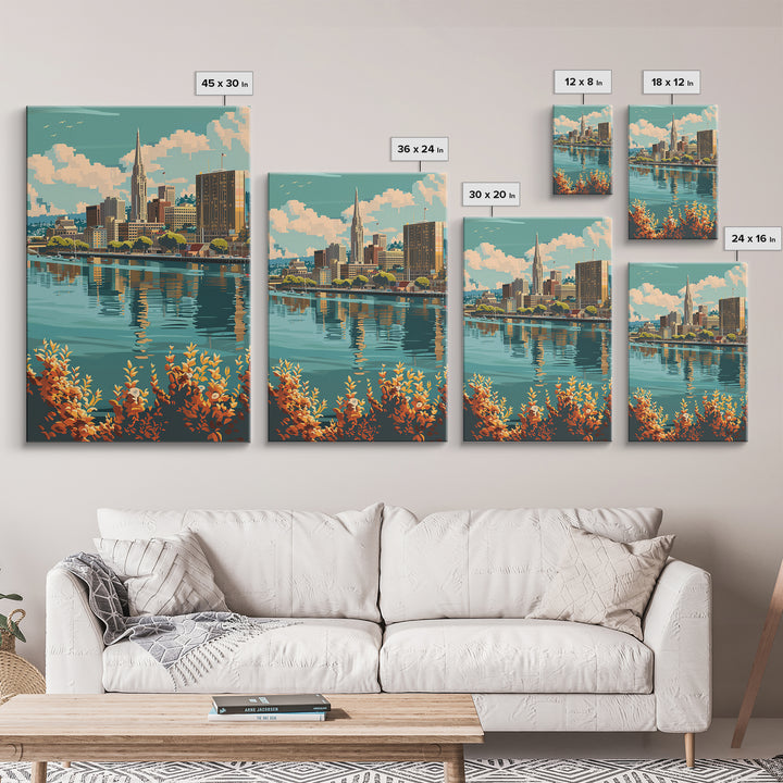 Oakland Travel Poster, Canvas Print, City Travel Poster, Travel Wall Decor, Living Room Wall Art, Gallery Wall Set, Travel Art Print