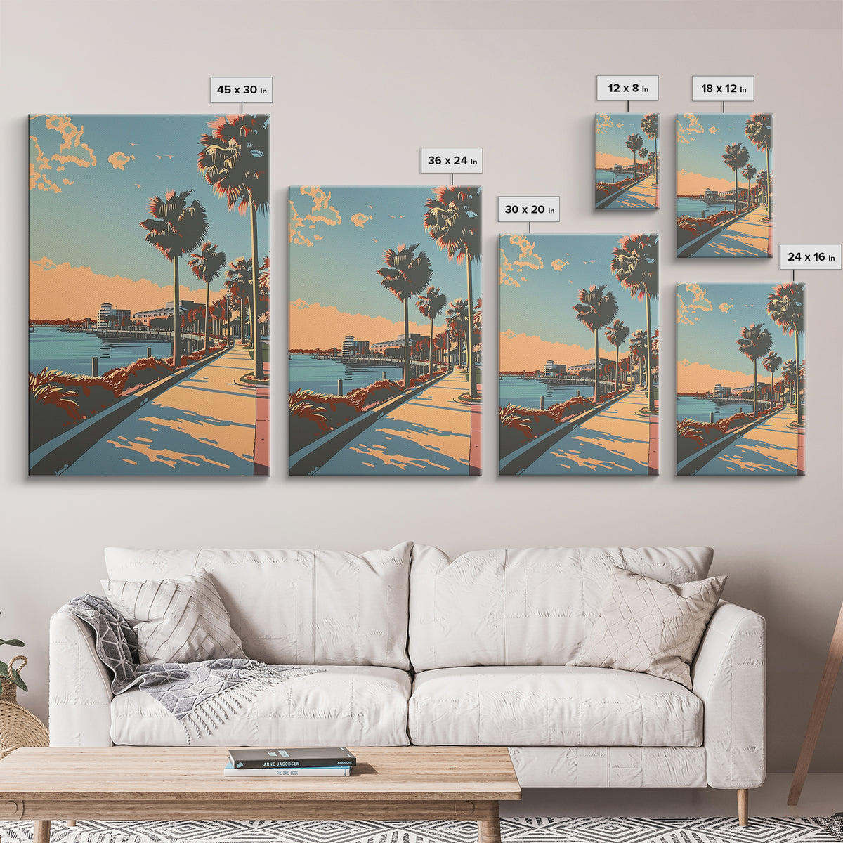 Palm Bay Travel Poster, Framed Canvas Print, Retro Travel Poster, City Wall Art, Wall Art, Poster Print, Travel Prints, Travel Print