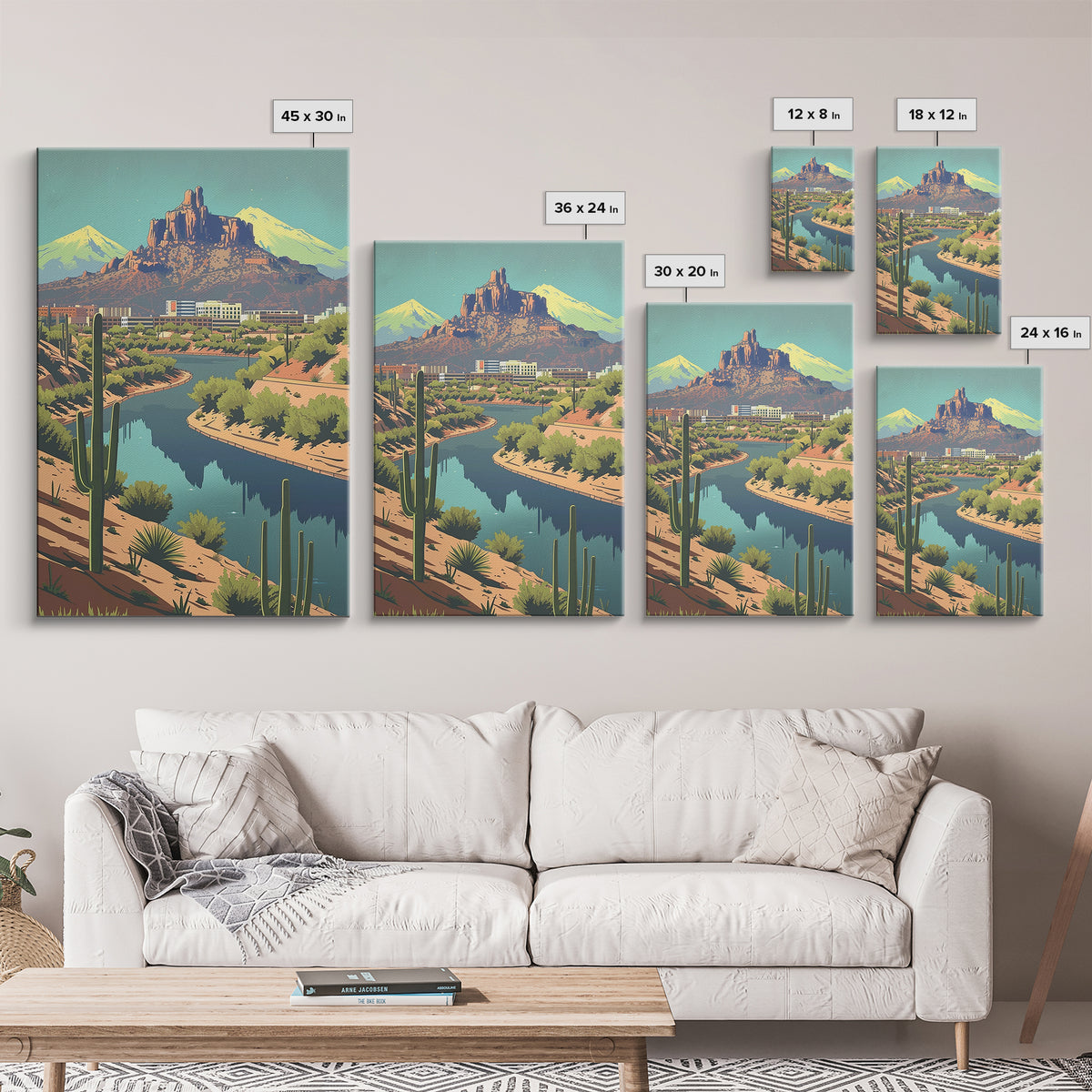 Peoria Travel Poster, Framed Canvas Print, Travel Prints, Landscape Art, Vintage Travel Print, City Illustration, City Travel Poster