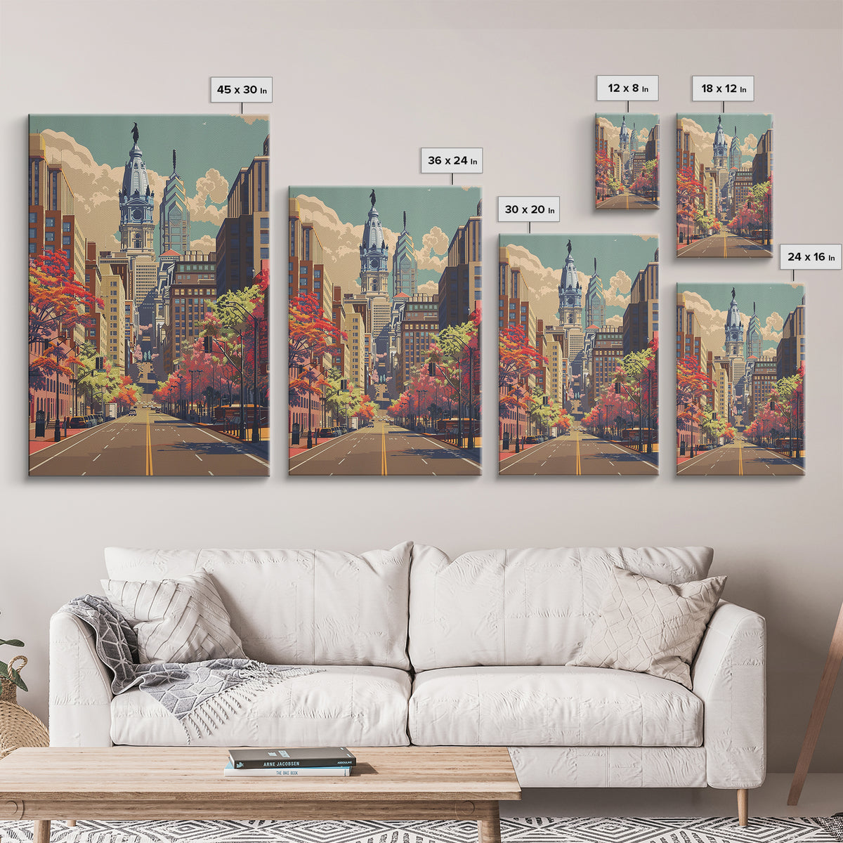 Philadelphia Travel Poster, Canvas Print, Retro Travel Poster, City Wall Art, Travel Art Print, Vintage Travel, Mid Century Wall Art