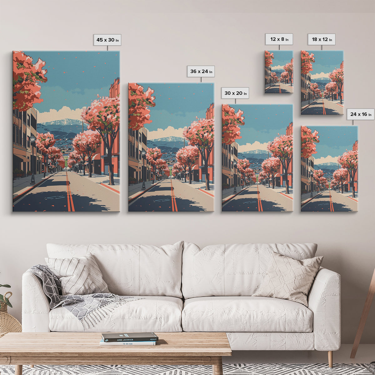 Pomona Travel Poster, Framed Canvas Print, Travel Wall Art, City Wall Art, Gallery Wall Set, Watercolor Cityscape, Modern Wall Decor