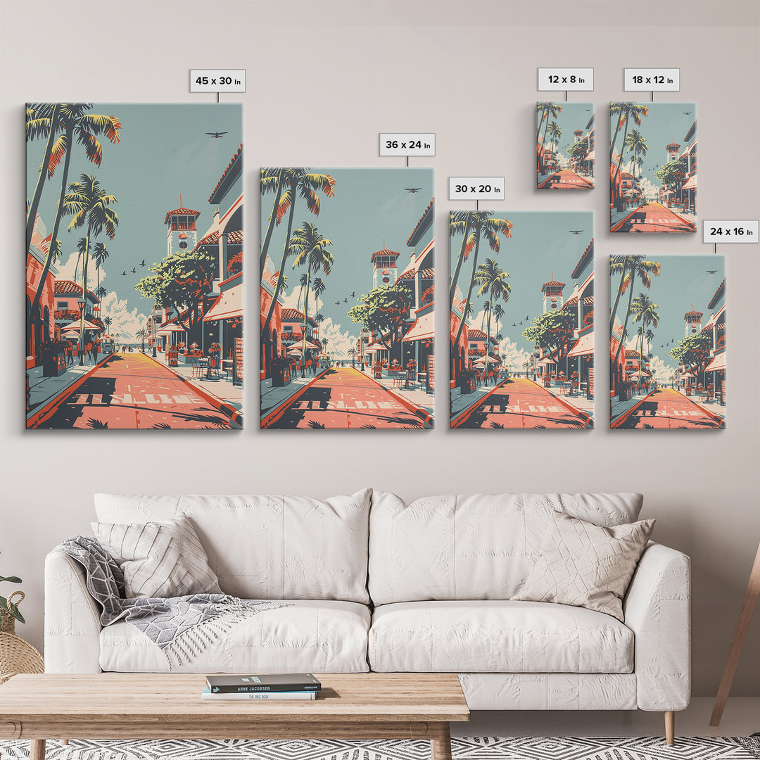 Pompano Beach Travel Poster, Canvas Print, City Art Print, Travel Wall Art, Poster Art, Travel Wall Decor, Art Print, Retro Wall Art