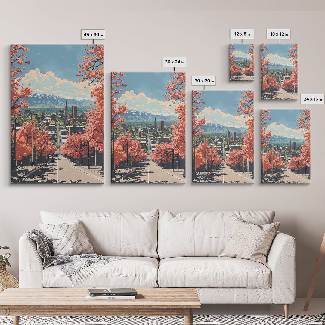 Provo Travel Poster, Framed Canvas Print, City Travel Poster, Vintage City Poster, Landscape Art, Vintage Travel Art, Vintage Travel