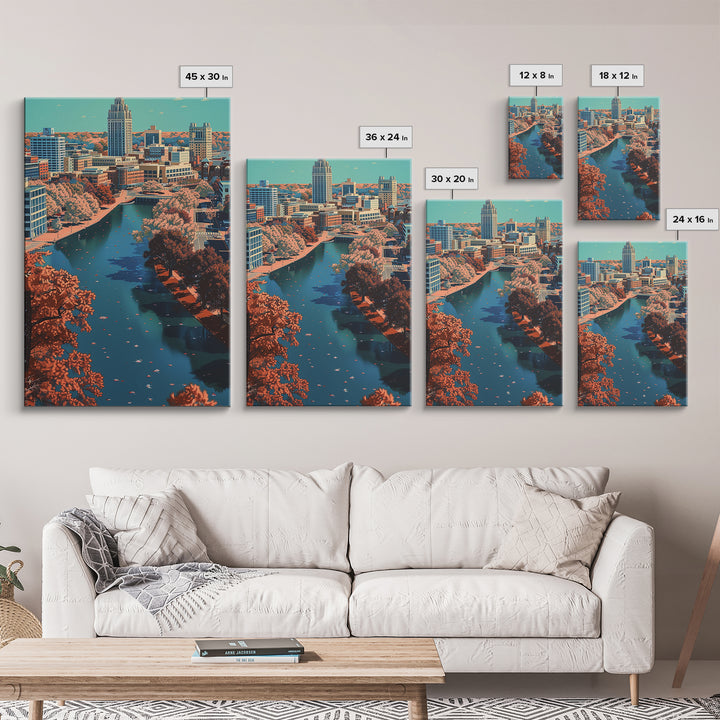 Raleigh Travel Poster, Framed Canvas Print, Travel Art Print, Modern Wall Decor, Home Office Decor, Travel Posters, Gallery Wall Set