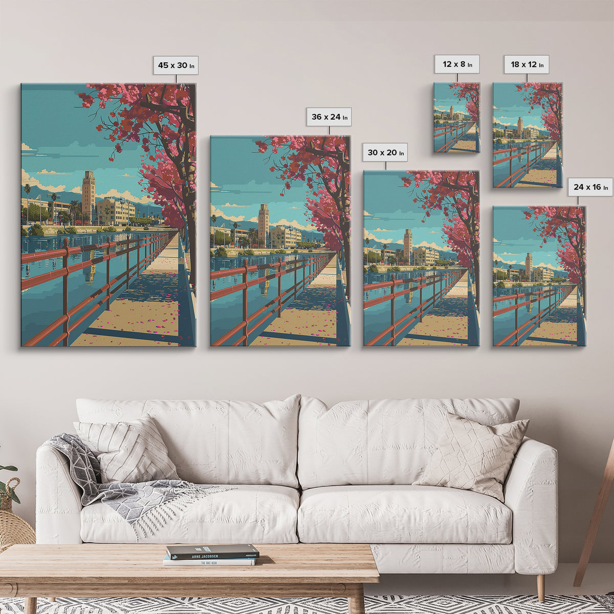 Riverside Travel Poster, Canvas Print, Retro Travel Poster, City Wall Art, Vintage Poster, Vintage City Poster, Mid Century Wall Art