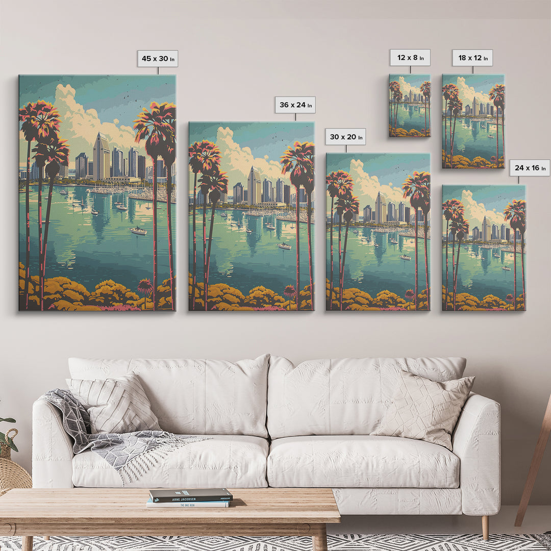 San Diego Travel Poster, Canvas Print, Travel Prints, Landscape Art, Poster Print, City Illustration, City Art Print, Vintage Poster