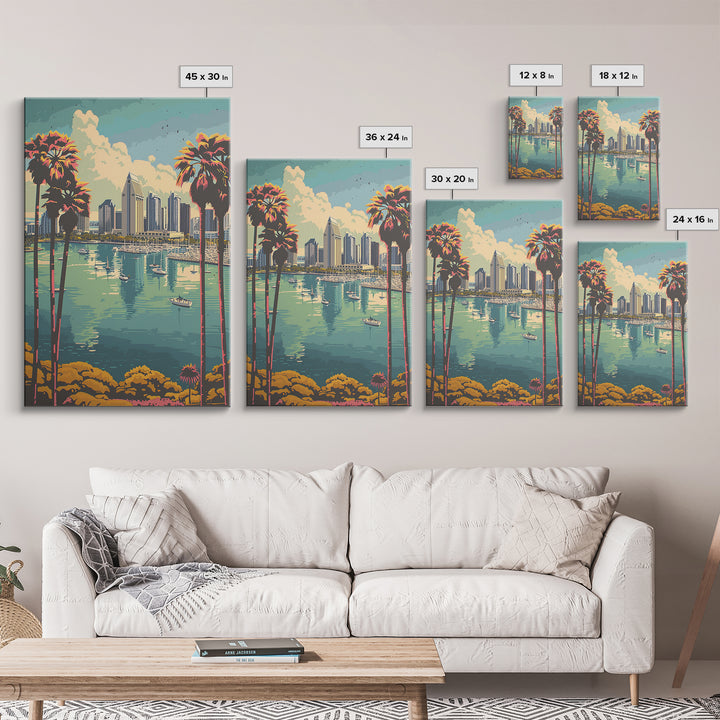 San Diego Travel Poster, Canvas Print, Travel Prints, Landscape Art, Poster Print, City Illustration, City Art Print, Vintage Poster
