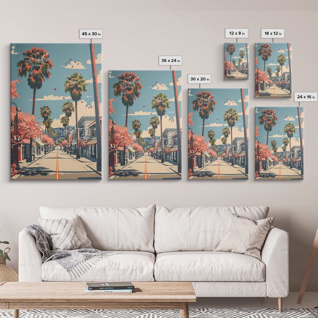 Santa Maria Travel Poster, Canvas Print, City Art Print, Travel Wall Art, Living Room Wall Art, Fine Art Print, Mid Century Wall Art