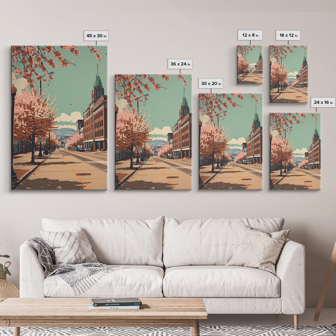 Spokane Travel Poster, Framed Canvas Print, City Travel Poster, Travel Wall Decor, Travel Wall Art, Modern Wall Decor, Travel Prints