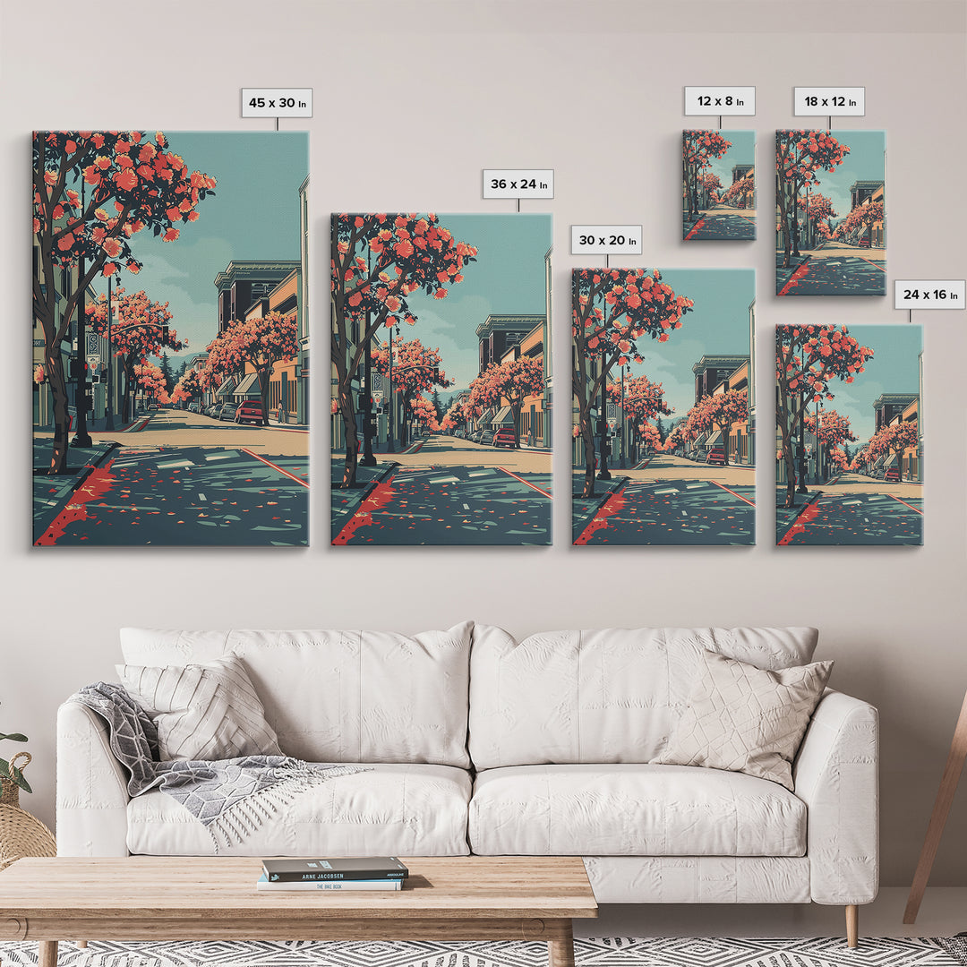 Sunnyvale Travel Poster, Canvas Print, City Travel Poster, Travel Wall Art, City Illustration, Mid Century Wall Art, Wanderlust Gift