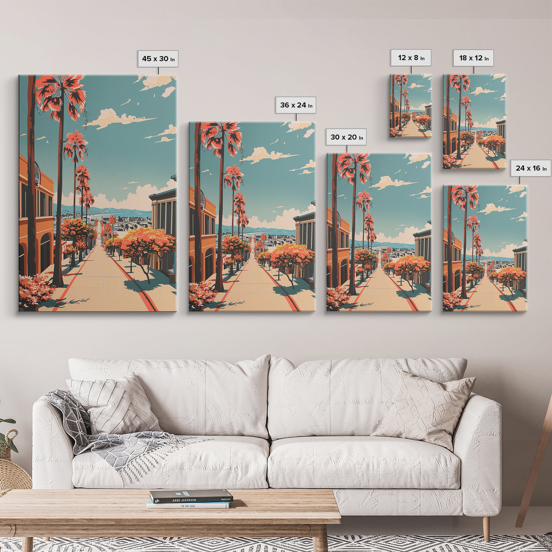 Torrance Travel Poster, Framed Canvas Print, City Travel Poster, Vintage City Poster, Vintage Travel, Retro Wall Art, Vintage Poster